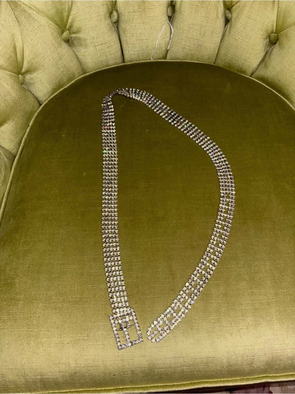 Flawless 5-Row Rhinestone Belt w Square Buckle Elegant Fit 27.5" - 35" Stunning! - Picture 8 of 11